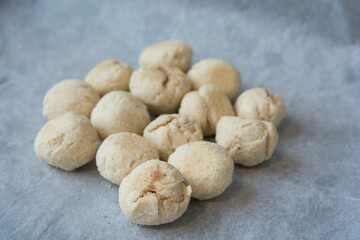 Homemade Karabij, traditional Lebanese cookies, containing semolina and rose water
