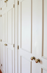 Vintage white wooden cupboard doors with metal handles antique