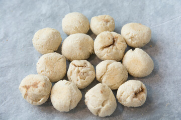 Homemade Karabij, traditional Lebanese cookies, containing semolina and rose water
