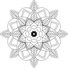 Easy Mandala coloring book simple and basic for beginners, seniors and children. Set of Mehndi flower pattern for Henna drawing and tattoo. Decoration in ethnic oriental, Indian style.