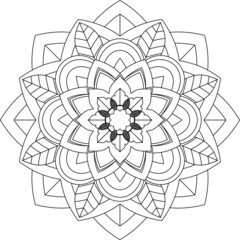 Easy Mandala coloring book simple and basic for beginners, seniors and children. Set of Mehndi flower pattern for Henna drawing and tattoo. Decoration in ethnic oriental, Indian style.