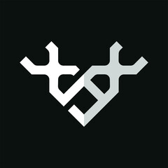 Initial letter SA logo template with geometric moose head line art illustration in flat design monogram symbol