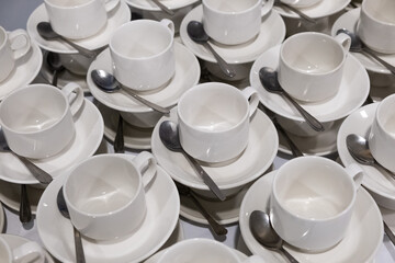 catering, many small white cups with spoons