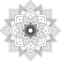 Easy Mandala coloring book simple and basic for beginners, seniors and children. Set of Mehndi flower pattern for Henna drawing and tattoo. Decoration in ethnic oriental, Indian style.