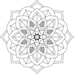 Easy Mandala coloring book simple and basic for beginners, seniors and children. Set of Mehndi flower pattern for Henna drawing and tattoo. Decoration in ethnic oriental, Indian style.