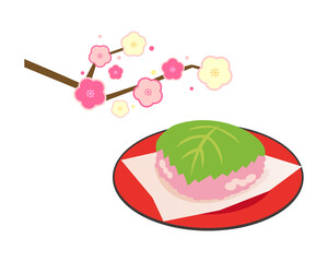 桜餅のベクターイラスト
