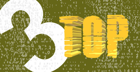 Top Three. To list a sequence of special events. The list of the best, ranking, trends. On-top, studies, statistics. 3D Illustration. Modern on background with random numbers. Text, strong contrast.