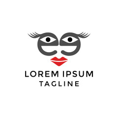 Initial EE Face Logo Design Template