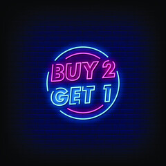 Obraz premium Buy 2 Get 1 Neon Signs Style Text Vector