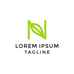 Fototapeta premium Initial N Nature Logo Design Template