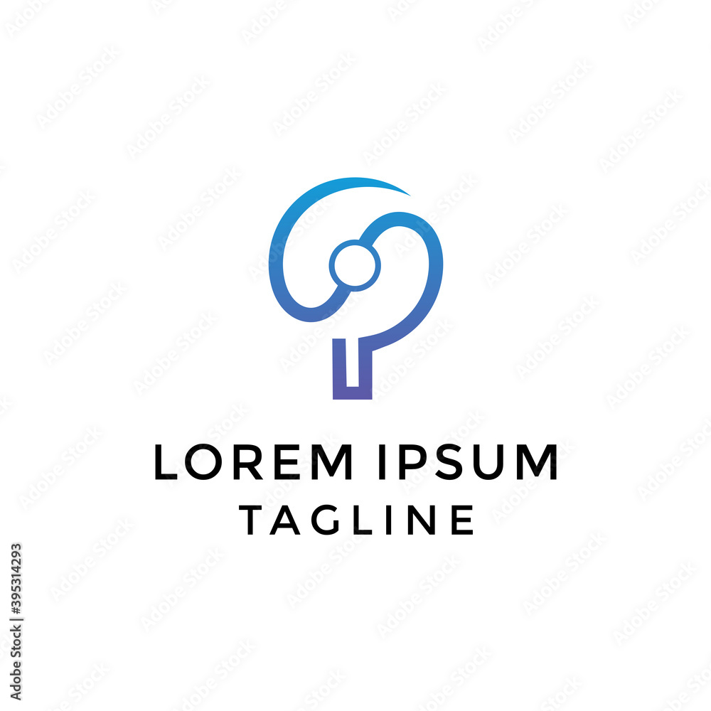 Poster initial sp ping pong tech logo design template