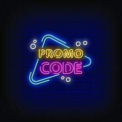 Promo Code Neon Signs Style Text Vector
