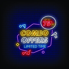 Fototapeta na wymiar Combo Offers Neon Signs Style Text Vector