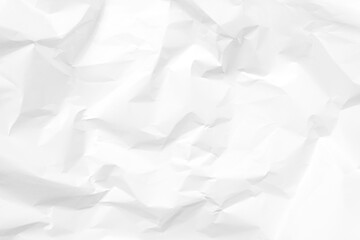 White crumpled paper texture background. Clean white paper. Top view.