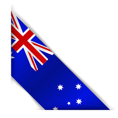 Australia flag. Realistic flag of Australia. Corner tape. Paper cutting style. Corner Ribbon. Isolated Vector illustration.
