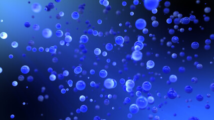 Abstract Graduated Blue Background With Floating Balls