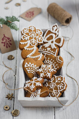 Christmas Gingerbread Cookies on white background

