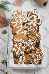 Christmas Gingerbread Cookies on white background
