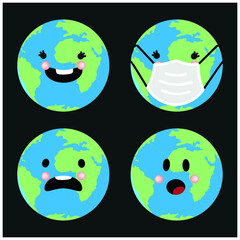 Vector image. Funny earth sticker.