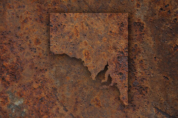 Karte von South Australia auf rostigem Metall