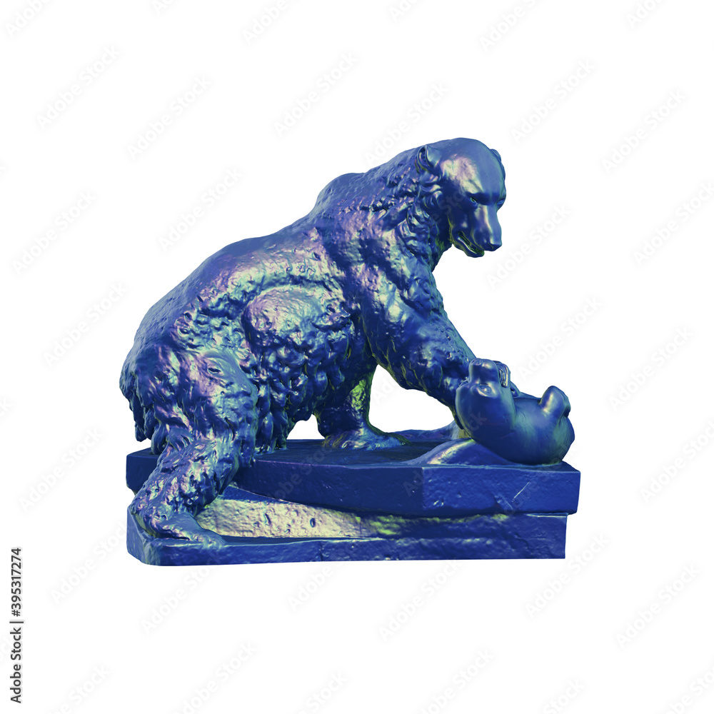 Fototapete a collection of sculptures made in neon style on a black background for your design ideas. 3d render