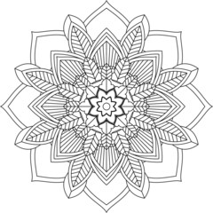 Easy Mandala coloring book simple and basic for beginners, seniors and children. Set of Mehndi flower pattern for Henna drawing and tattoo. Decoration in ethnic oriental, Indian style.