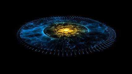 Glowing Stargate Event Horizon Portal. Time Travel, Outer Space, Singularity And Gravitational Waves Concept