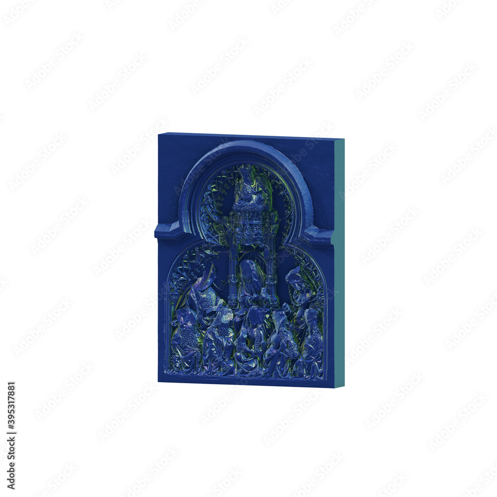Fototapete a collection of sculptures made in neon style on a black background for your design ideas. 3d render