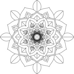 Easy Mandala coloring book simple and basic for beginners, seniors and children. Set of Mehndi flower pattern for Henna drawing and tattoo. Decoration in ethnic oriental, Indian style.