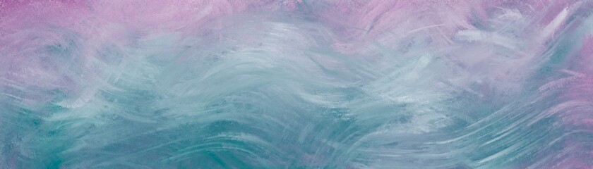 Sfondo color turchese e rosa texture di pennellate secche sulla carta. Acquerello color pastello morbido ed elegante. Web banner con spazio bianco al centro.