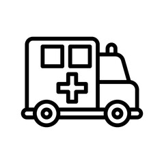 sickness and disease related ambulance van with plus sign vectors in lineal style,