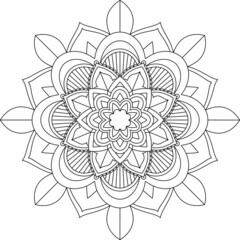Easy Mandala coloring book simple and basic for beginners, seniors and children. Set of Mehndi flower pattern for Henna drawing and tattoo. Decoration in ethnic oriental, Indian style.