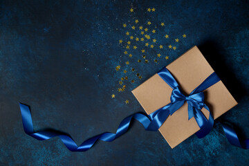 gift box with blue ribbon - 395319481