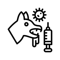 sickness and disease related dog with virus and injection vectors in lineal style,