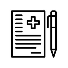 sickness and disease related note pad or medicine pad with pen vectors in lineal style,