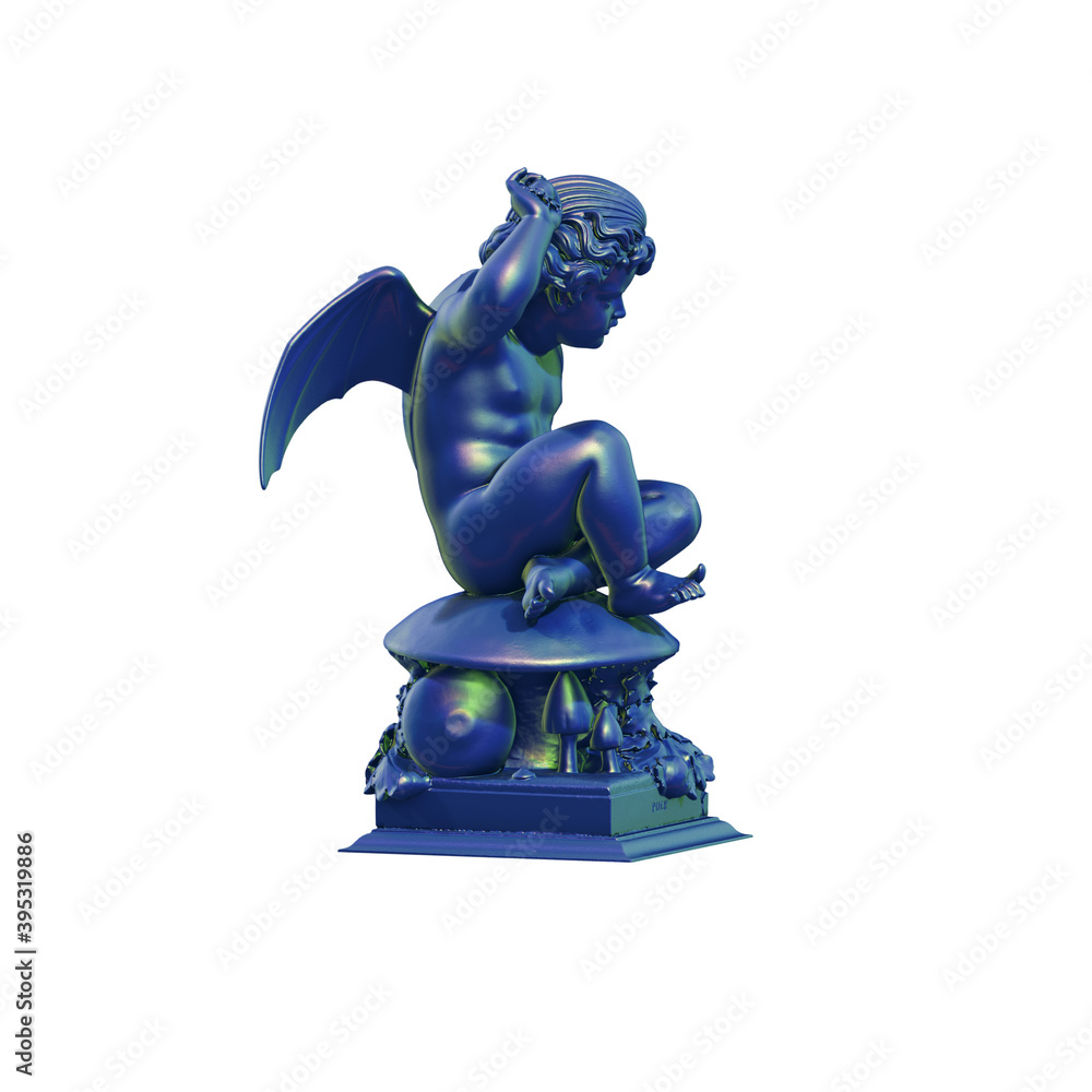 Fototapete a collection of sculptures made in neon style on a black background for your design ideas. 3d render