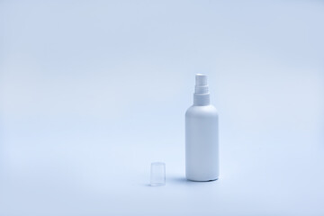 Alcohol Disinfectant spray bottle on white background.
