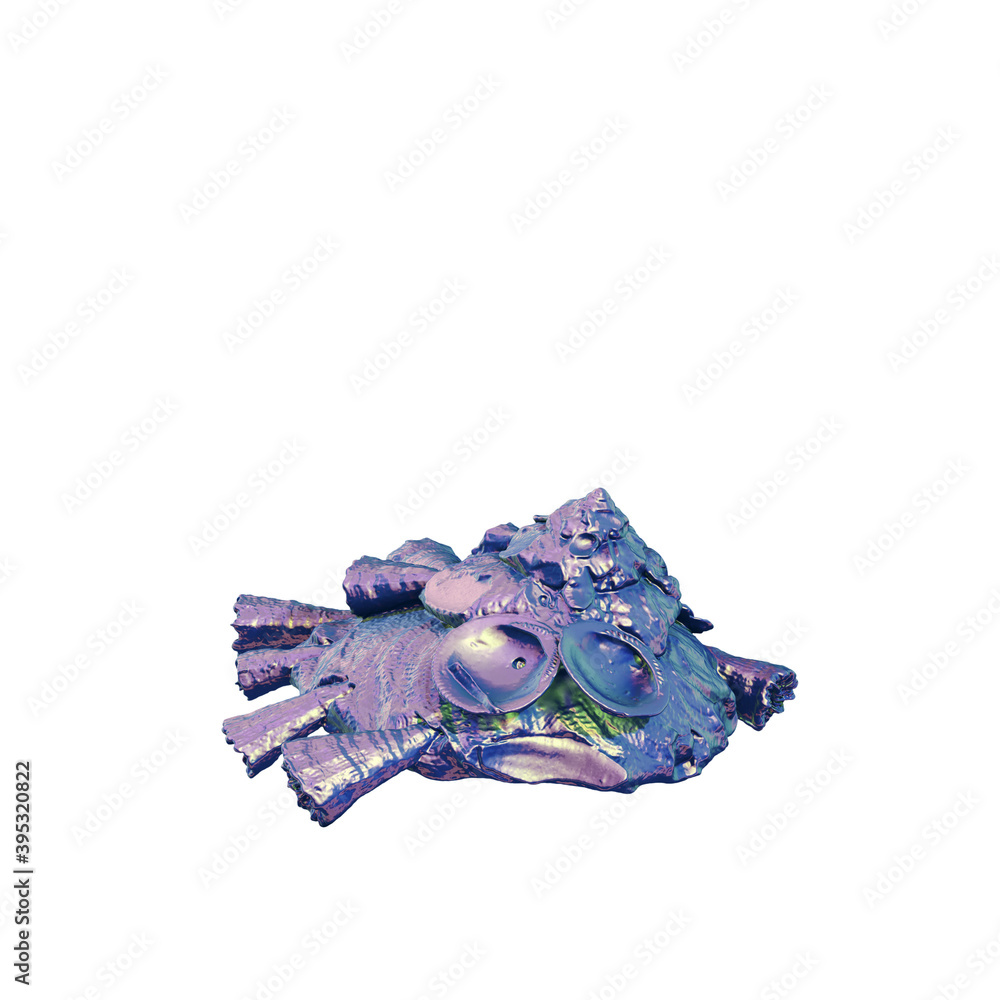 Fototapete a collection of sculptures made in neon style on a black background for your design ideas. 3d render