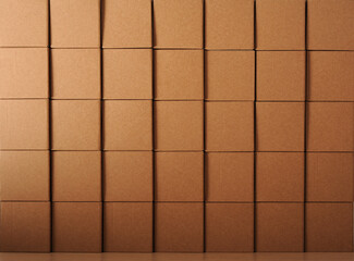Wall made of closed cardboard boxes