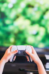 ゲーム　コントローラで遊ぶティーンエイジャー　【eスポーツ】
