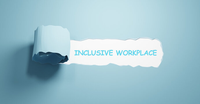 Mock Up With Torn Paper Inclusive Workplace Text. Concept Image.