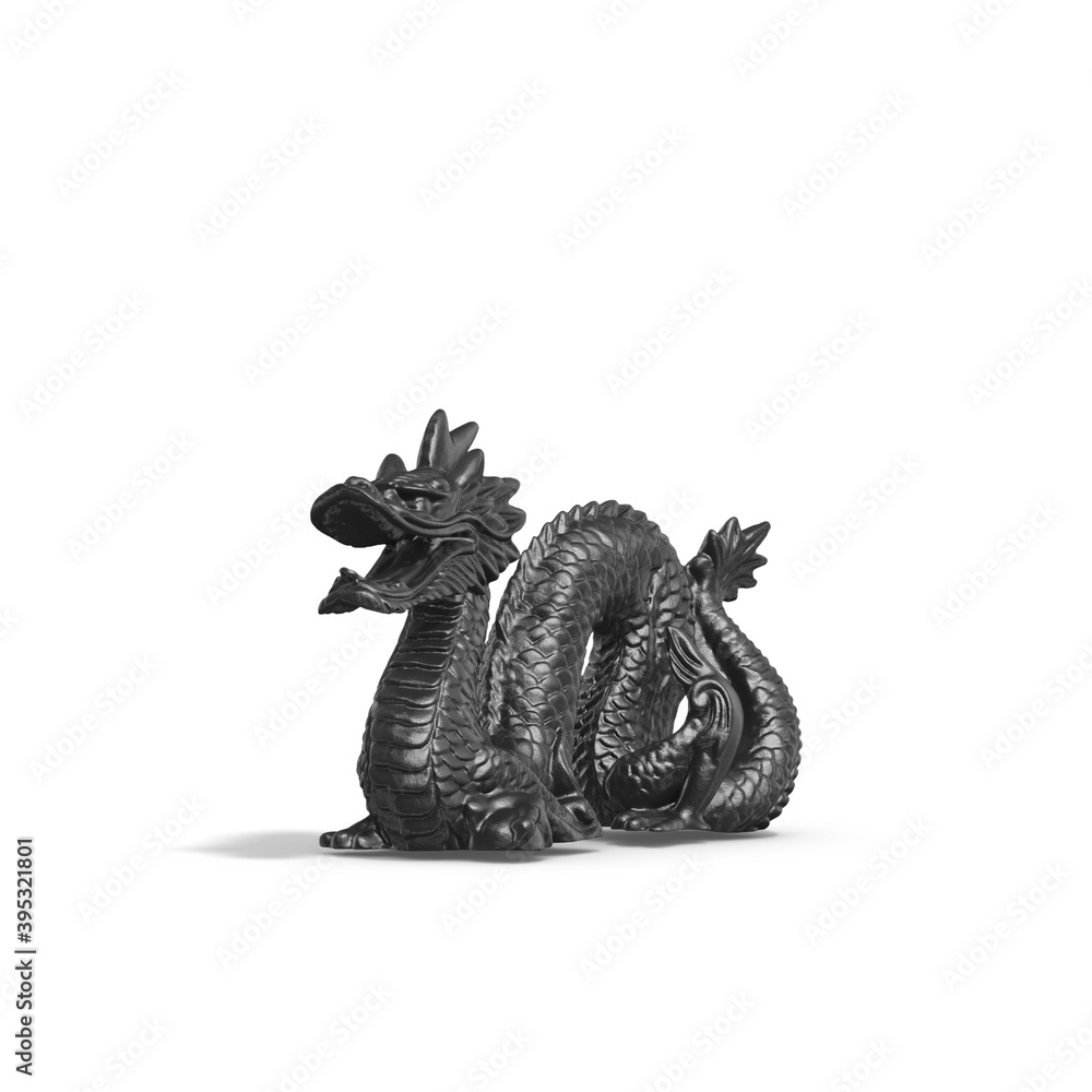Fototapete a collection of sculptures made in neon style on a black background for your design ideas. 3d render