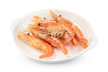roasted river shrimp common with dish isolated on white background ,grilled prawn ,include clipping path