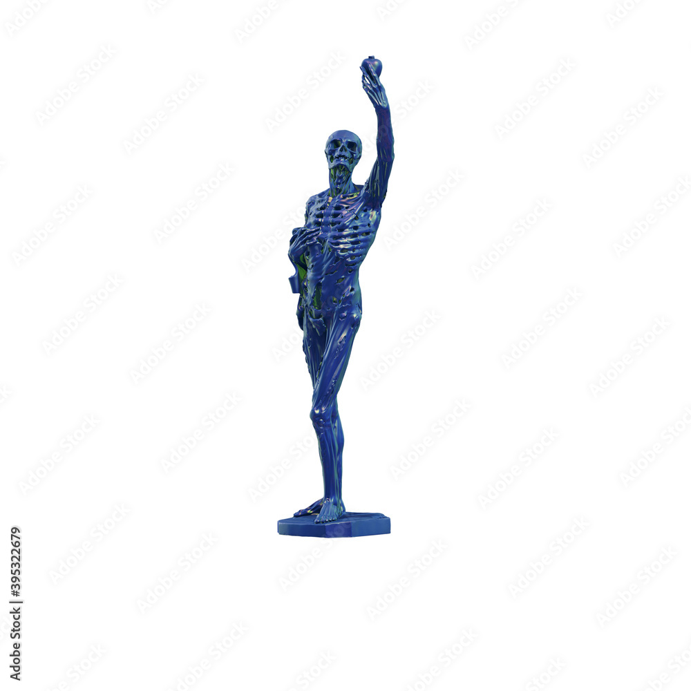 Fototapete a collection of sculptures made in neon style on a black background for your design ideas. 3d render