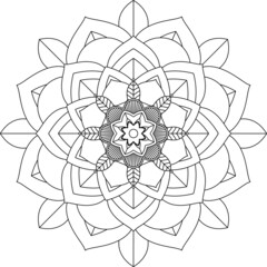 Fototapeta premium Easy Mandala coloring book simple and basic for beginners, seniors and children. Set of Mehndi flower pattern for Henna drawing and tattoo. Decoration in ethnic oriental, Indian style.