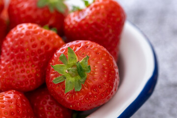 Fresh British Strawberries in a White Bowl