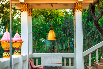 The background of a bridge or a walkway to admire the mountain scenery resembles a Phaya Naga...