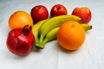 composition of fruits on white paper background
