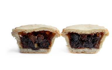 Christmas mini mince pie isolated on white