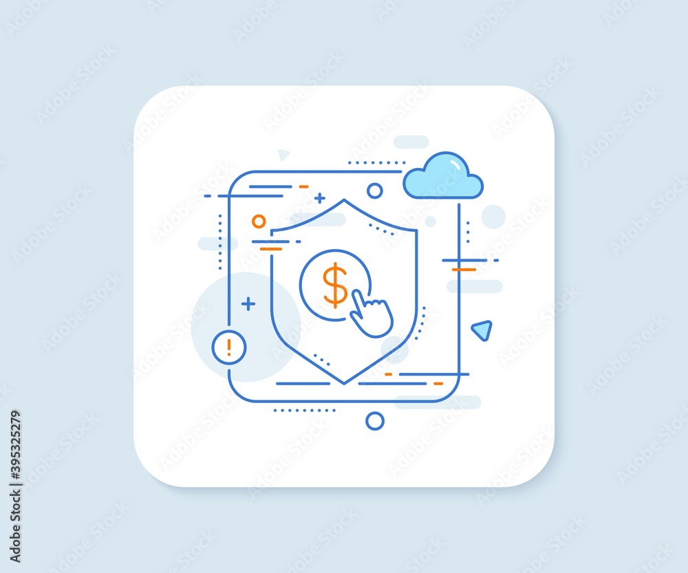 Poster hand click line icon. abstract vector button. currency exchange sign. cursor pointer symbol. to pay 